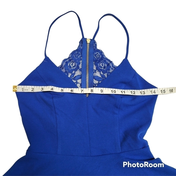 B. Darlin Royal Blue High Low Lace Back Cocktail Party Dress Size 7/8 - Picture 6 of 9